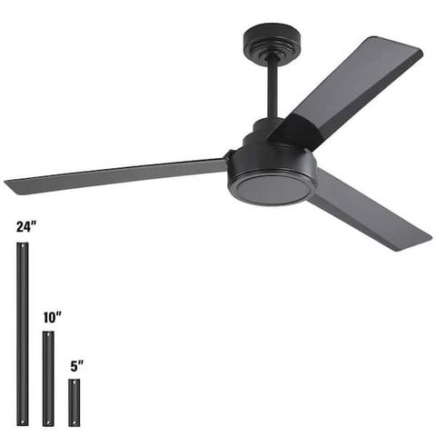 Sofucor 52 In. Indoor/Outdoor Downrod Black Ceiling Fan Without Lights ... within How to Choose the Right Outdoor Ceiling Fan with Adjustable Downrod for Your Space